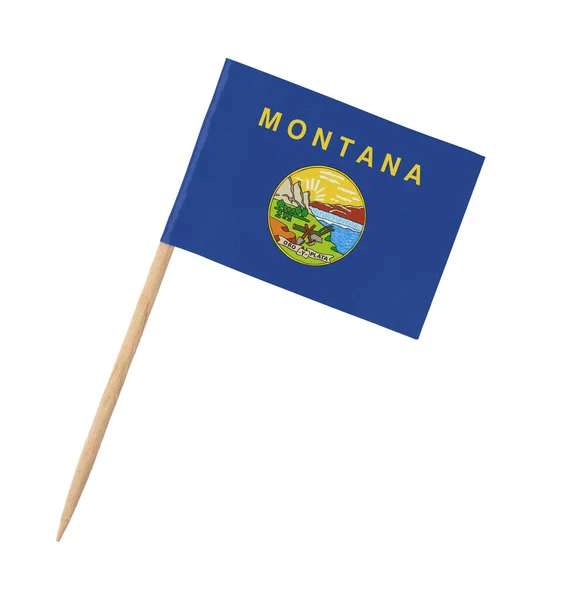 木製の棒の上に小さな紙の米国の州旗 モンタナ州 白に隔離 — ストック写真