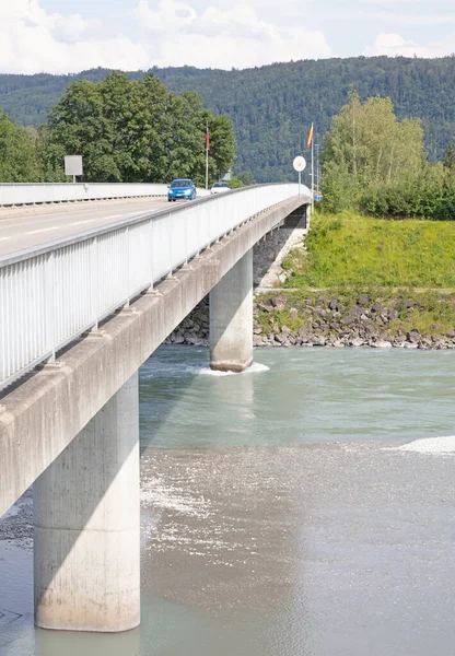 Ruggel Liechtenstein Julho 2020 Ponte Travessia Reno Fronteira Entre Liechtenstein — Fotografia de Stock
