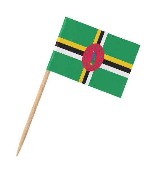 Tahta Çubukta Dominica Nın Küçük Kağıt Bayrağı Beyaz Üzerine Izole — Stok fotoğraf