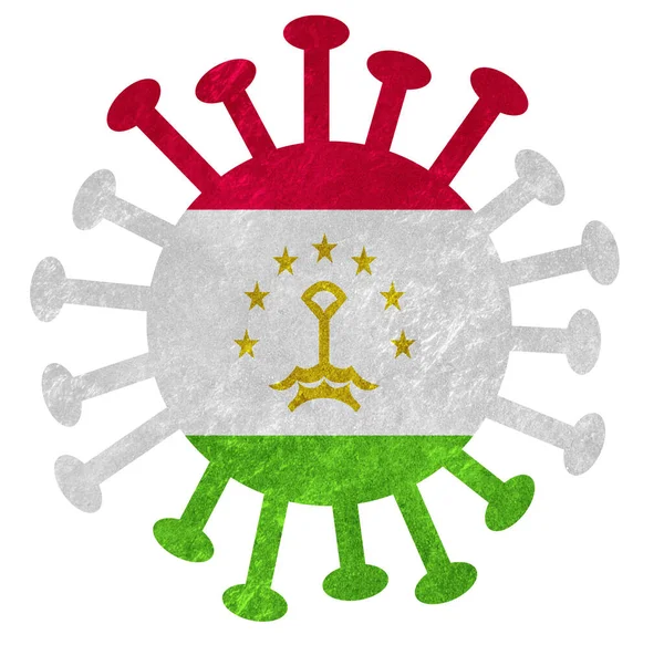 Nationale Vlag Van Tadzjikistan Met Corona Virus Bacteriën Geïsoleerd Wit — Stockfoto