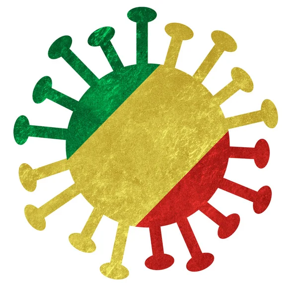 Die Nationalflagge Des Kongo Mit Coronavirus Oder Bakterien Isoliert Auf — Stockfoto