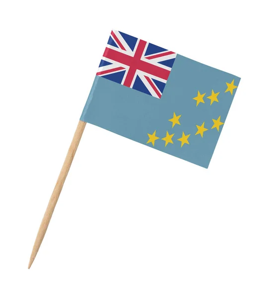 Small Paper Tuvalu Flag Wooden Stick Isolated White — Stock Photo, Image