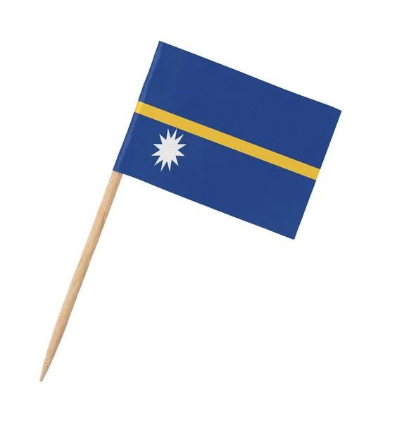 Malá Papírová Vlajka Nauru Dřevěné Tyčce Izolovaná Bílém — Stock fotografie
