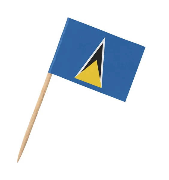 Kleine Papieren Vlag Van Saint Lucia Houten Stokje Geïsoleerd Wit — Stockfoto