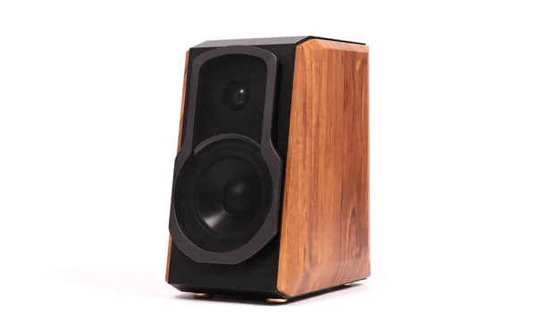Isolated Wood Speaker Modern Bluetooth Speaker White — Stock Photo, Image