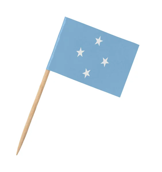 Bandera Pequeña Micronesia Sobre Palo Madera Aislada Sobre Blanco —  Fotos de Stock