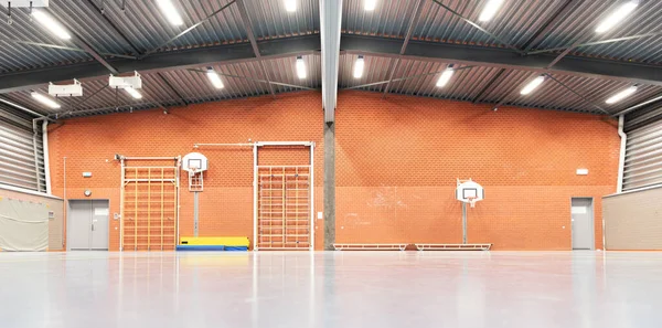 Interior Una Gran Sala Gimnasio Escuela Sin Niños — Foto de Stock