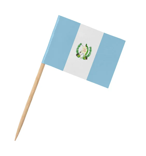 Kleine Guatemaltekische Flagge Auf Holzstab Isoliert Auf Weiß — Stockfoto