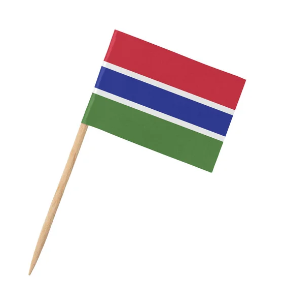 Klein Papier Gambiaanse Vlag Houten Stokje Geïsoleerd Wit — Stockfoto