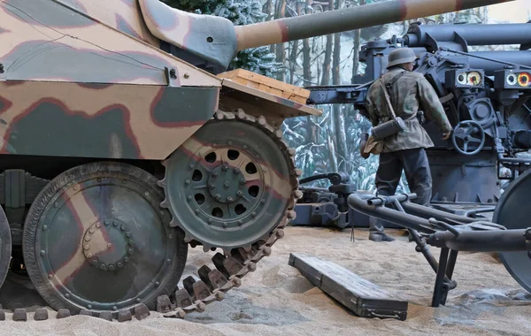 Overloon Niederlande Juli 2020 Militärszene Mit Einem Jagdpanzer Und Einem — Stockfoto