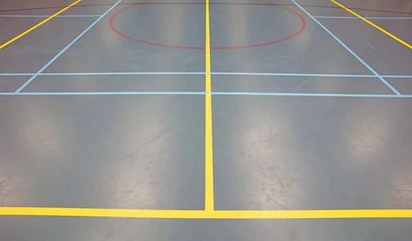 Lege Gymzaal Blauwe Vloer Sportschool Voor Wedstrijden — Stockfoto