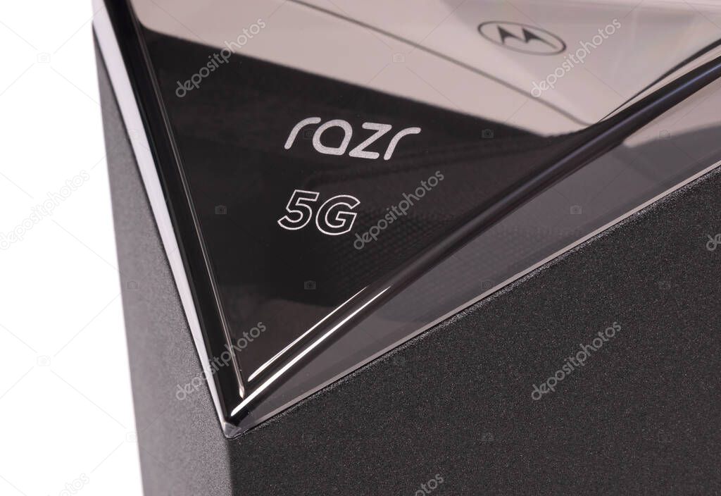 Leeuwarden, the Netherlands on 1 december 2020 - Motorola Razr 5G smartphone, one of the very first smartphones with a foldable screen