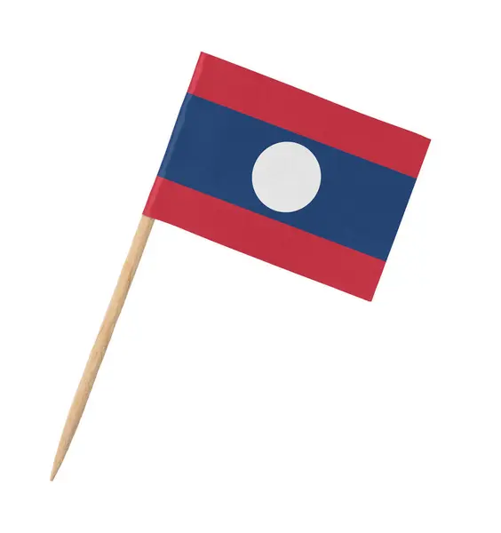 Small Paper Flag Laos Wooden Stick Isolated White — Stock Photo, Image