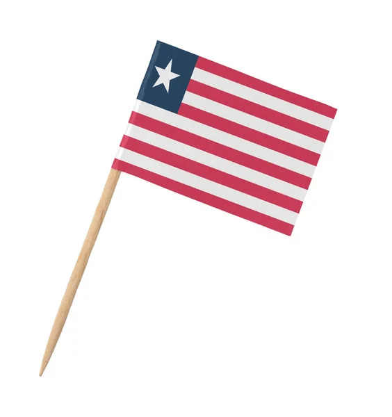 Bandera Papel Pequeña Liberia Palo Madera Aislada Blanco —  Fotos de Stock