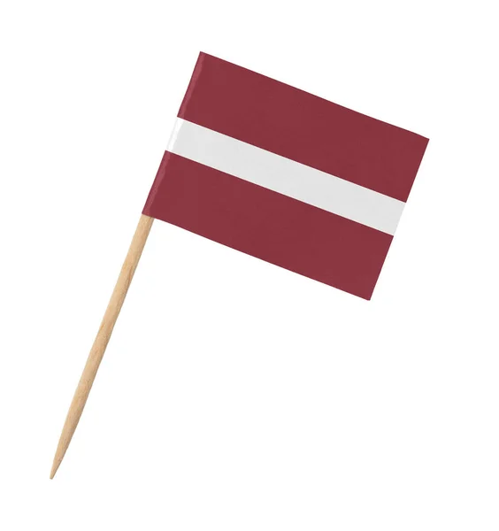 Small Paper Flag Latvia Wooden Stick Isolated White — Stock Photo, Image