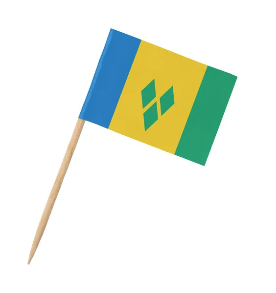 Kleine Papieren Vlag Van Saint Vincent Grenadines Houten Stokje Geïsoleerd — Stockfoto