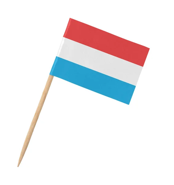 Small Paper Flag Luxembourg Wooden Stick Isolated White — Stock Photo, Image