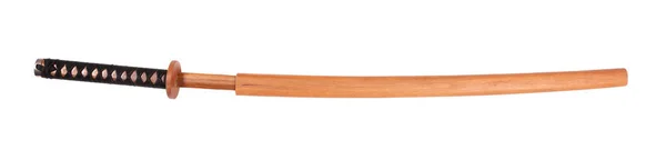 Dřevěný Tréninkový Meč Izolovaný Bílém Pozadí — Stock fotografie