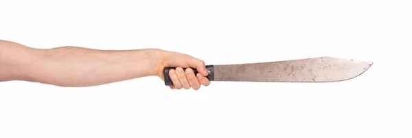 Grote Machete Hand Geïsoleerd Wit — Stockfoto