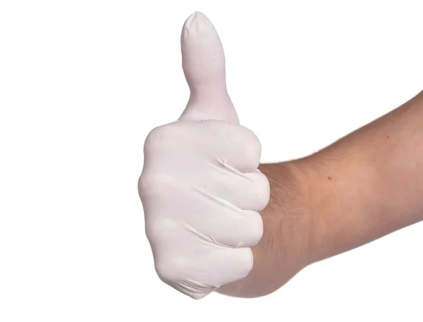 Latex Handschoen Geïsoleerd Witte Achtergrond Medische Apparatuur Beschermende Handschoenen — Stockfoto