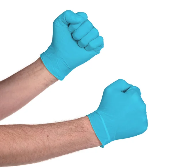 白い背景に隔離されたラテックス手袋 医療機器 保護手袋 — ストック写真