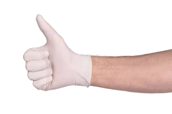 Латексная Перчатка Белом Фоне Медицинское Оборудование Защитные Перчатки — стоковое фото