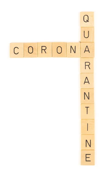 Corona Quarantine Letters Isolated White Background — Stock Photo, Image