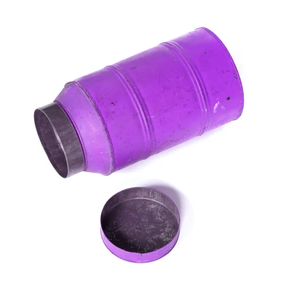 Oude Nostalgische Kan Geïsoleerd Wit Purple Kan — Stockfoto