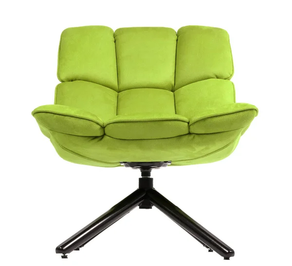 Sedia Lounge Moderna Scamosciata Verde Isolata Sfondo Bianco — Foto Stock