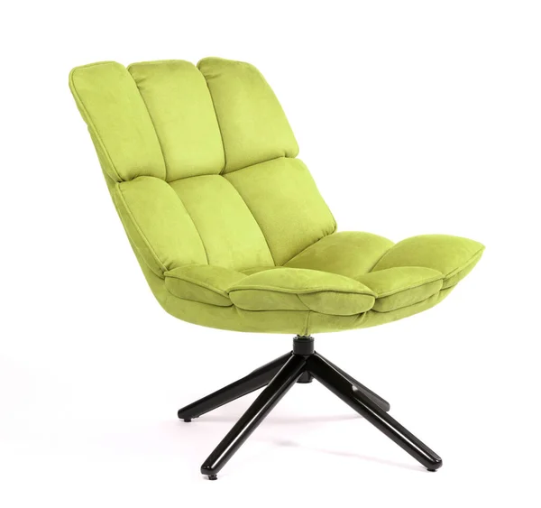 Chaise Longue Moderne Daim Vert Isolé Sur Fond Blanc — Photo