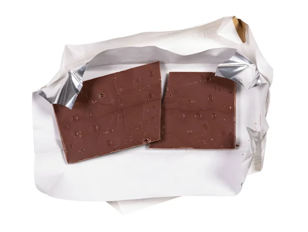 Barra Chocolate Marrom Isolado Fundo Branco — Fotografia de Stock