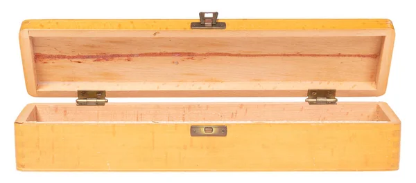 Old Open Wood Box Isolated White Background — Stock Photo, Image