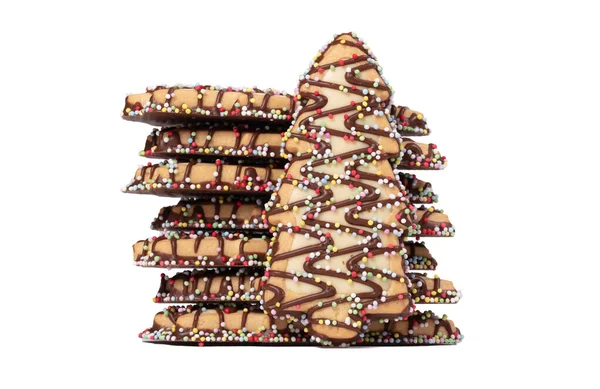 Biscoitos Árvore Natal Isolados Fundo Branco — Fotografia de Stock