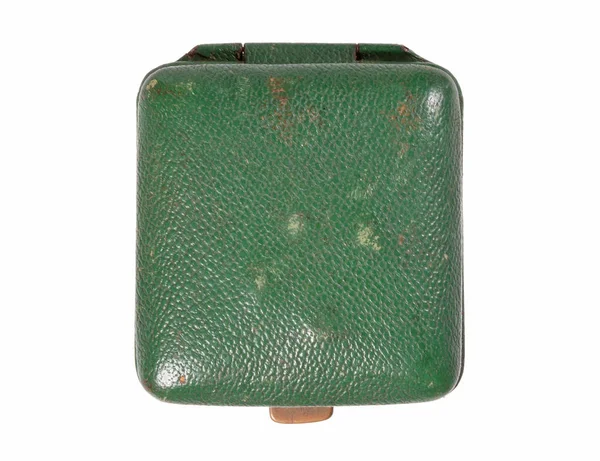 Старый Зеленый Складной Дорожный Будильник Белом Фоне — стоковое фото