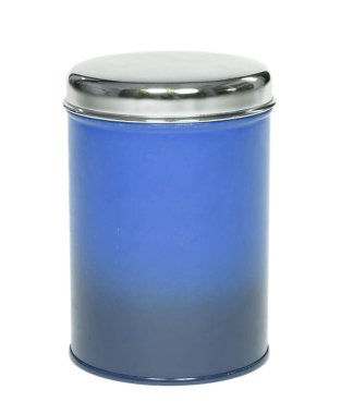 Eski mavi teneke kutu, beyaz arkaplanda izole