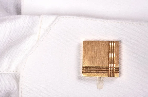 Cufflink White Shirt Close View — Stock Photo, Image