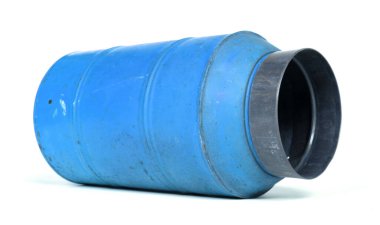 Eski nostalji beyaz teneke üzerinde izole olabilir - mavi kutu