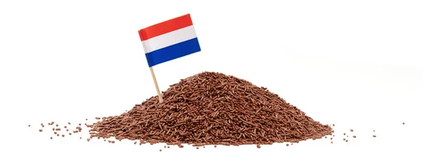 Typowe Holenderskie Posypki Czekoladowe Hagelslag Stosowane Chlebie Torcie Lub Deserach — Zdjęcie stockowe