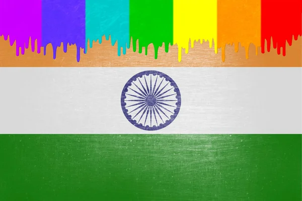 Paint Colors Rainbow Flag Dripping National Flag India — Stock Photo, Image