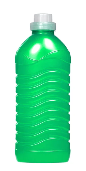 Detergent Bottle Green Liquid Washing Soap Textile Isolated White — Stock Photo, Image