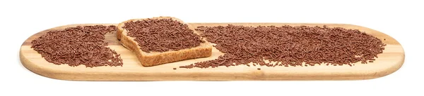 Typische Holländische Schokoladenstreusel Hagelslag Auf Einer Scheibe Brot Serviert Auf — Stockfoto