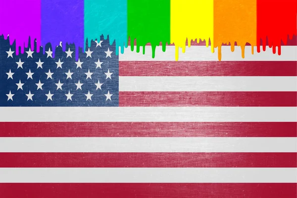 Paint Colors Rainbow Flag Dripping National Flag United States — Stock Photo, Image