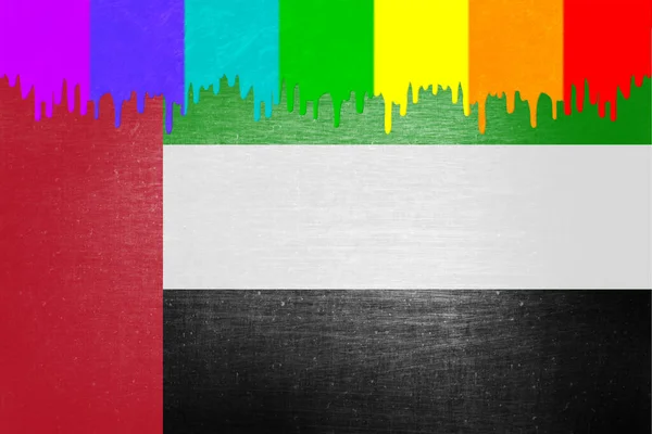 Paint Colors Rainbow Flag Dripping National Flag Uae — Stock Photo, Image