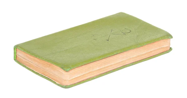 Gammal Liten Grön Bibel Isolerad Vit Bakgrund — Stockfoto