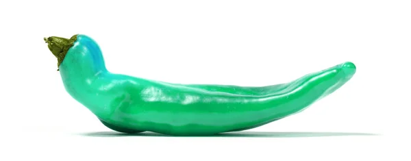 Innaturale Verde Dolce Pepe Appuntito Isolato Sfondo Bianco — Foto Stock