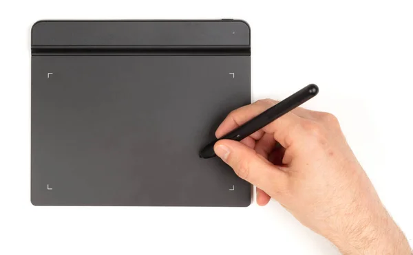 Tekening Tablet Geïsoleerd Wit Met Clipping Pad — Stockfoto