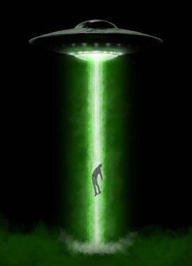 UFO tarafından kaçırılan bir adam - uzaylı kaçırma kavramı