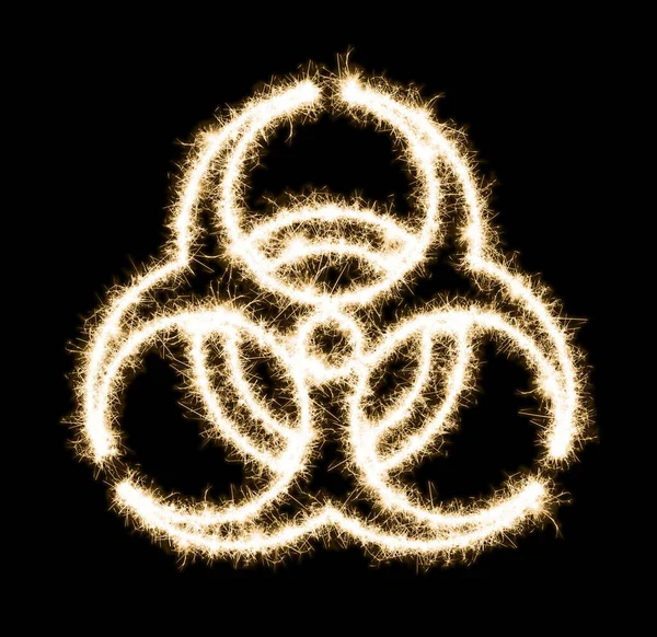 Biohazard Symbol Made Out Sparkles Isolated Black — Stock Photo, Image