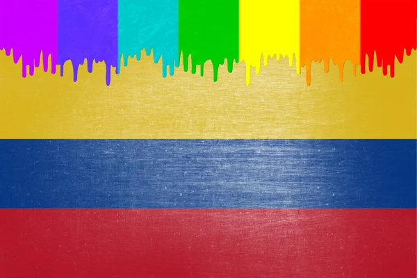 Pintura Los Colores Bandera Del Arco Iris Gotea Sobre Bandera —  Fotos de Stock