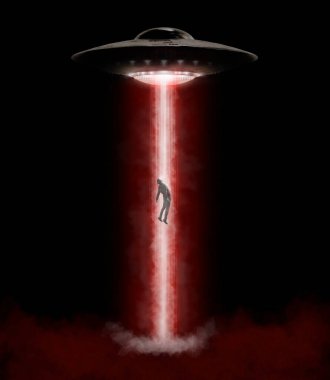 UFO tarafından kaçırılan bir adam - uzaylı kaçırma kavramı